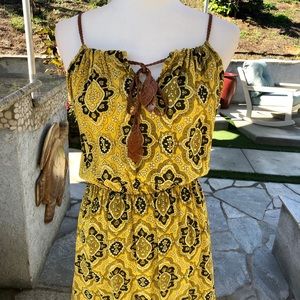 Adele Altman Yellow & Brown Maxi Dress